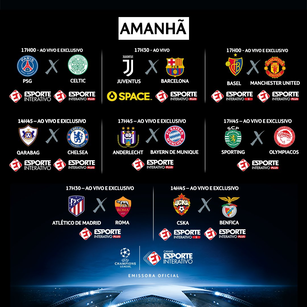 TNT Sports BR on X: @RealAdriano633 Amanhã tem mais 8 jogos na Champions!  No Esporte Interativo Plus você assiste a TODOS os jogos:    / X