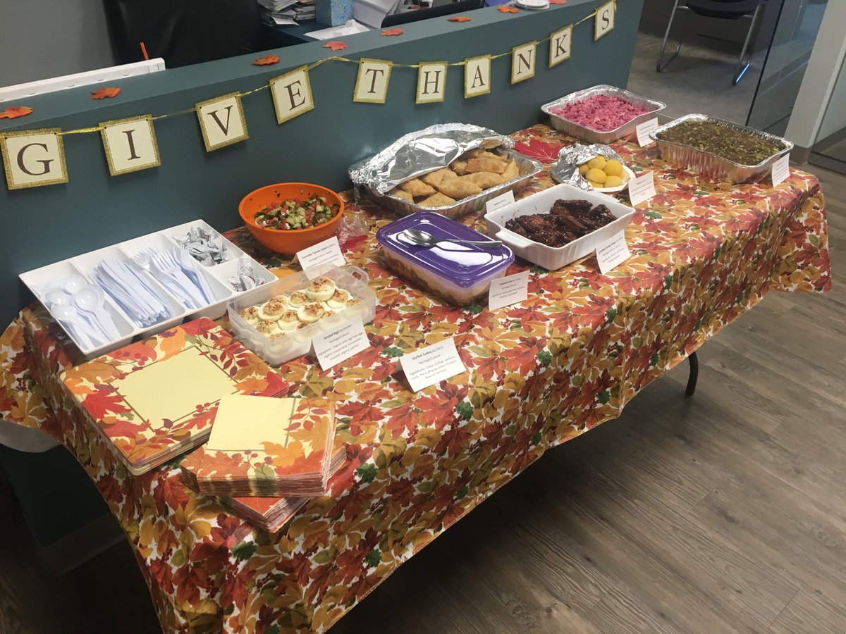 HMRProperties's tweet photo. HMR Corporate earlier today had their first annual #CulturalPotluck! Everyone in the office brought in a dish from their culture/heritage to share with everyone. What are you thankful for this year? #IREACH4HMR https://t.co/HF1sjMMarx