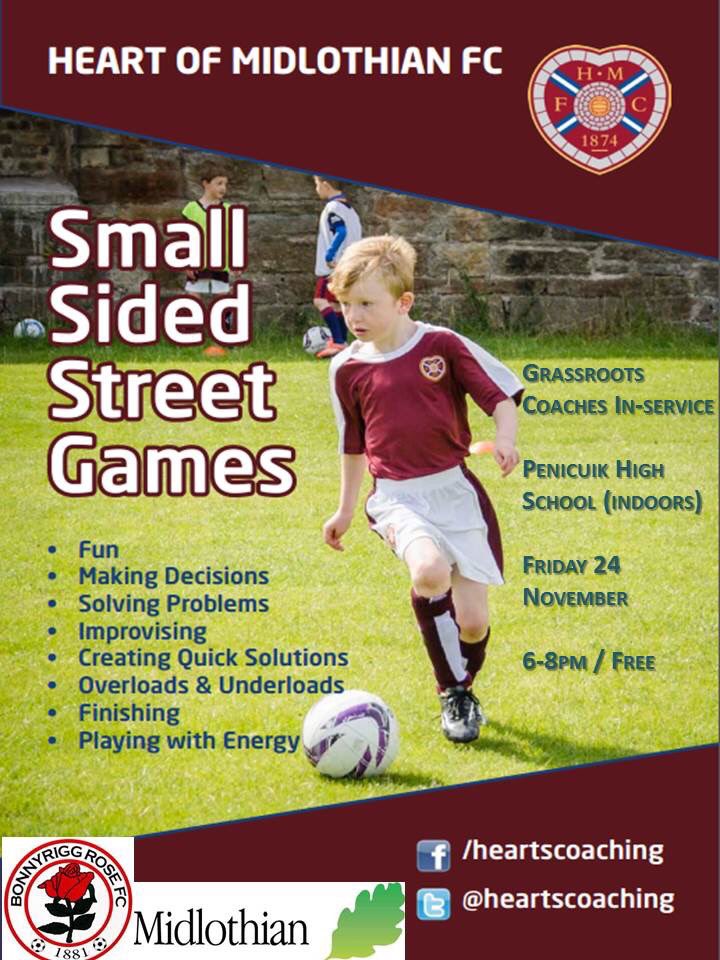 heartscoaching's tweet image. Street Games session on Friday at Penicuik Centre. Training games for grassroots coaches to inspire young players. To register, log in with your Scottish FA ID at scottishfalive.co.uk/scottishfa/coa… go to 'Book a Course' and search ‘Regional In-service Event’ in the South East Region