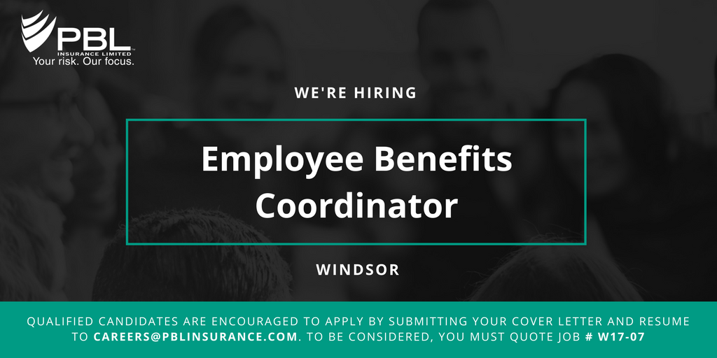 PBLInsurance's tweet image. #NowHiring Full or Part Time Employee Benefits Coordinator in Windsor. The Employee Benefits Coordinator will support the Employee Benefits (EB) Team in meeting service levels. Click the link below for more information:
linkedin.com/jobs/view/5140…