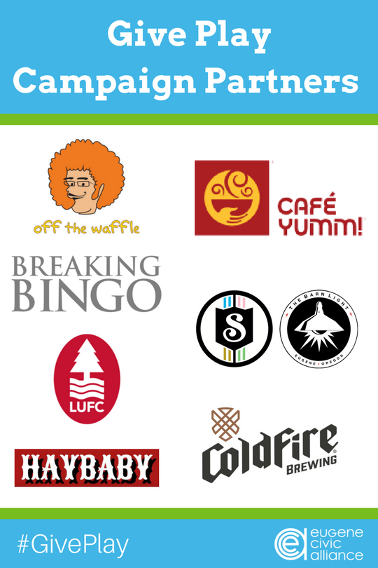 EugeneCivic's tweet photo. Celebrate #SmallBusinessSaturday with our #GivePlay Campaign Business Partners!

@CafeYumm @ColdFireBrewing @haybabybbq @thebarnlight @BreakingBingo @LaneUnitedFC @SlightlyCoffee @offthewaffle https://t.co/JhUjGN9fkb