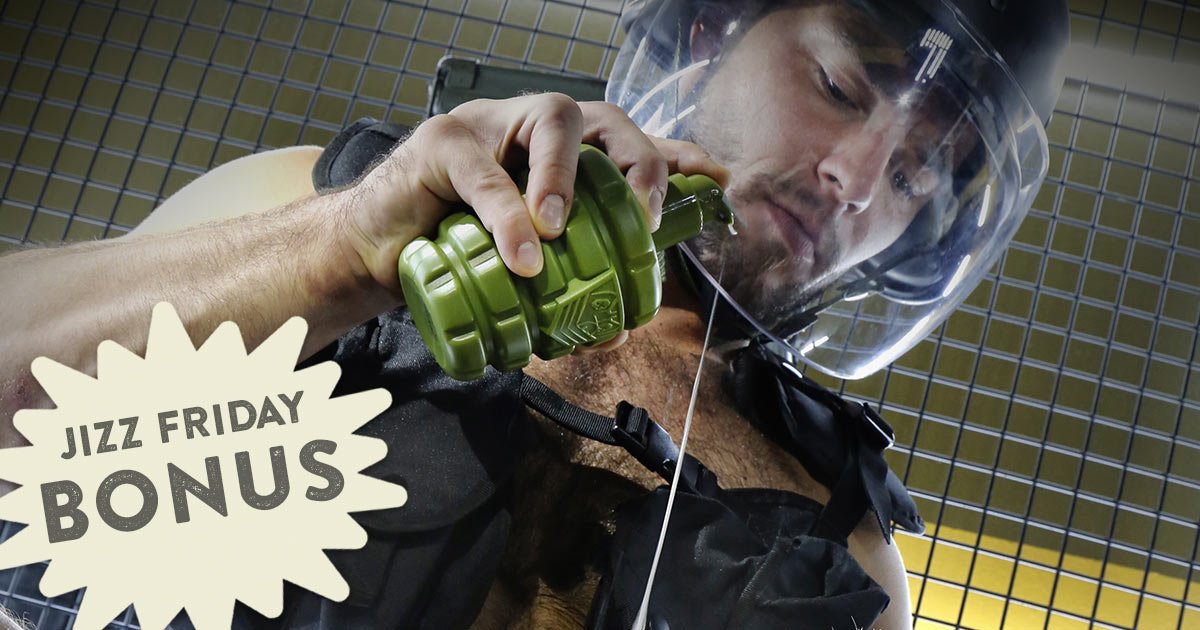 FortTroff's tweet photo. JIZZ FRIDAY! Spend $99 and enter code JIZZFRIDAY99 at checkout and get a FREE 8oz grenade of FT Cum Lube + FT CAMO Cock Ring. #jizzfriday #loadup https://t.co/Awgw83JExU