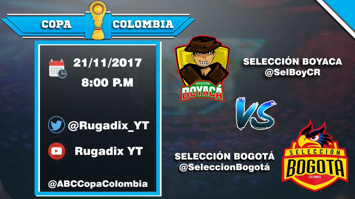 CopaColombiaGG's tweet photo. Mas tarde tendremos nuestro segundo partido del dia . @SeleccionBogota vs @SelBoyCR (Grupo 2) por el canal de @rugadix_YT ... https://t.co/39ejmOsacy