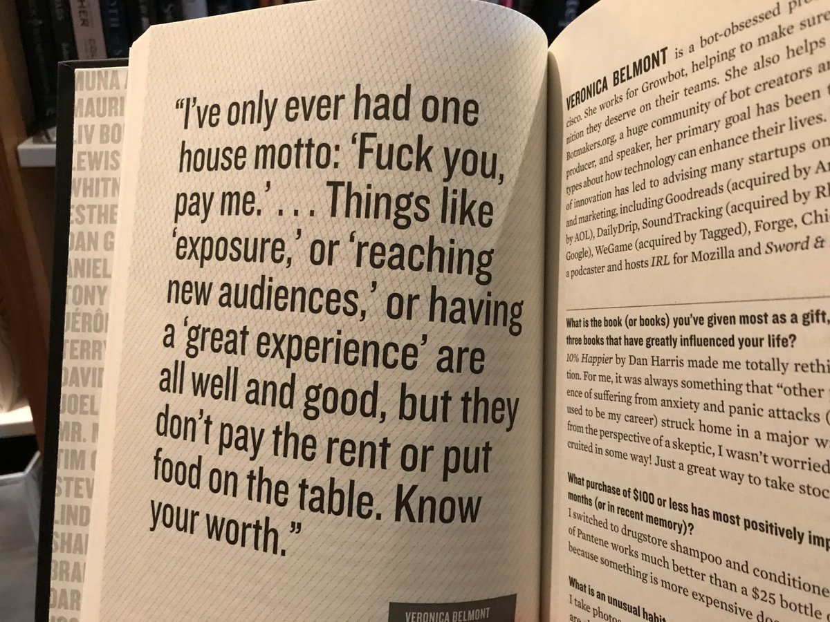 Thanks to <a href="/tferriss/">Tim Ferriss</a> for inviting me to contribute to his book, Tribe of Mentors! I'm especially proud of my pull quote 😆 amzn.to/2zXFwBu