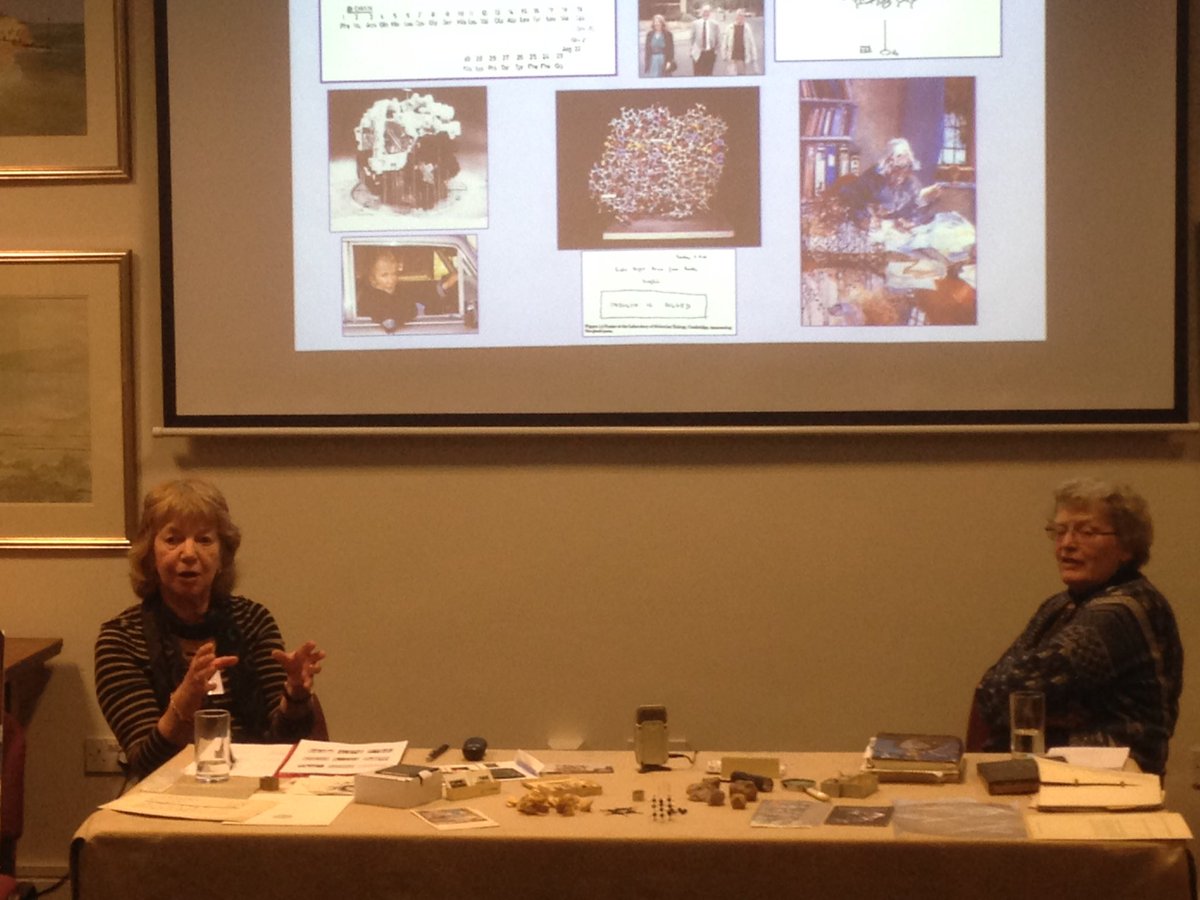 mcleish_t's tweet photo. A very special afternoon. Judith Howard FRS &amp; Liz Hodgkin reminisce on Dorothy H, insulin, X-ray crystallography @Durham_BSI @CVACinDURHAM https://t.co/iSjMm7vpzY