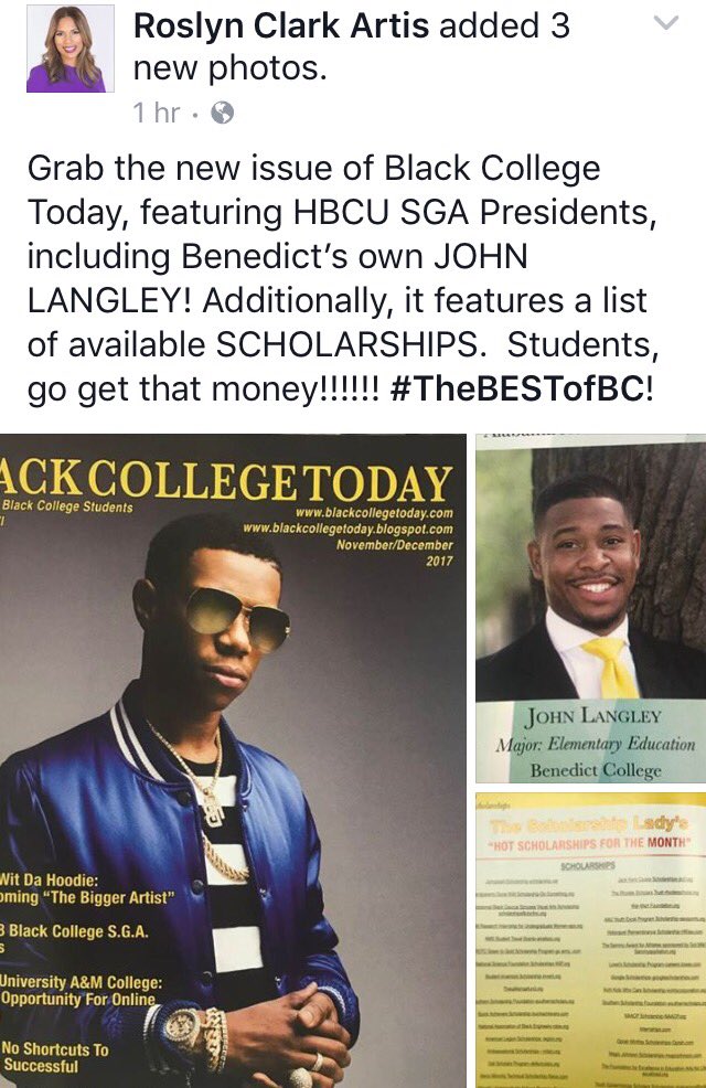 President <a href="/ArtisRoslyn/">Roslyn Clark Artis</a> Congratulates Student Government President John Langley who is featured in Black College Today. #BESTofBC!