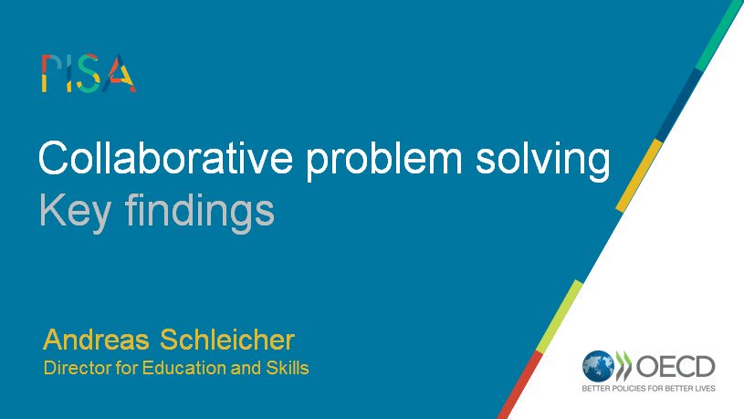If you missed today’s webinar, here you can watch it and learn about the main findings of the new #OECDPISA report on #Collaborative #ProblemSolving

➡ bit.ly/2zVVeO3