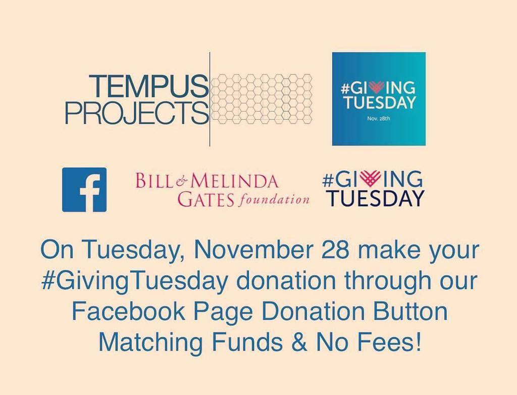 TEMPUS_PROJECTS's tweet photo. One week from today: On #GivingTuesday Nov. 28 @facebook and the @gatesfoundation will be matching funds & waiving processing fees! Matching funds start at 8am EST. SET YOUR CLOCKS AS MATCHING FUNDS ARE LIMITED. #tempusprojects #onlinefundraiser #tampa #… https://t.co/t7DCxauYeT https://t.co/ihHdvnpUtP