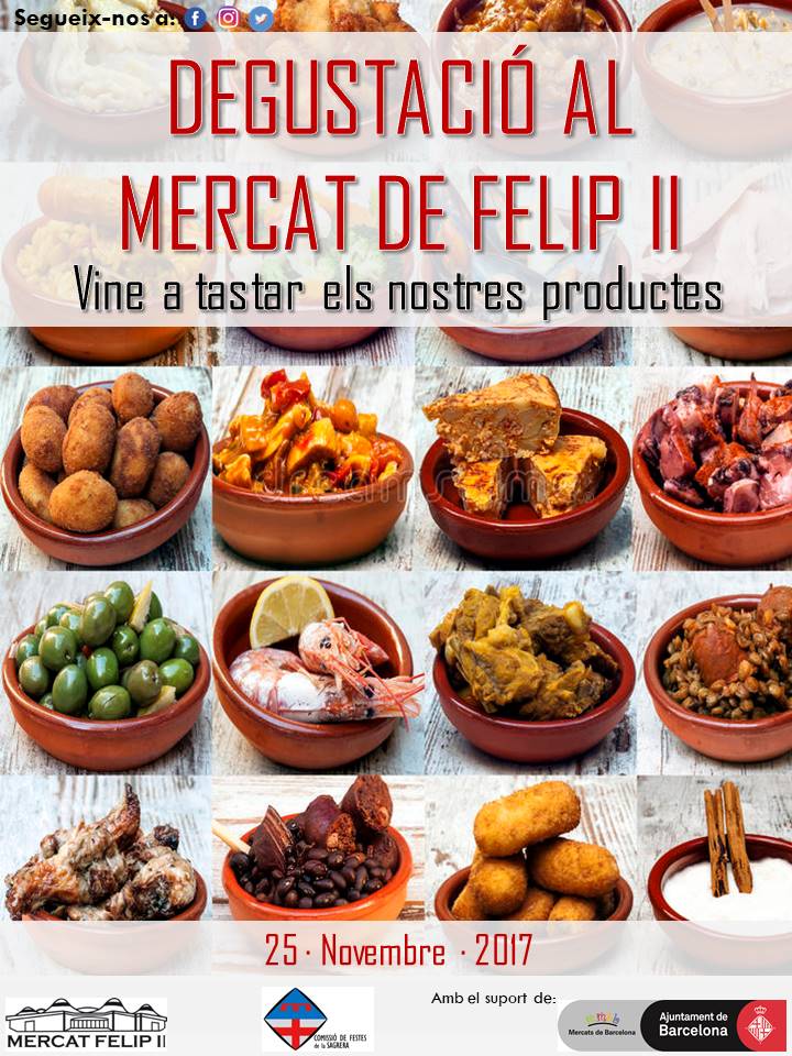 MercatsBCN's tweet photo. Vine a tastar les millors degustacions al @mfelipsegon el proper 25 de novembre! Un gran assortit de tapes amb productes de mercat. https://t.co/RwocPDuzE6