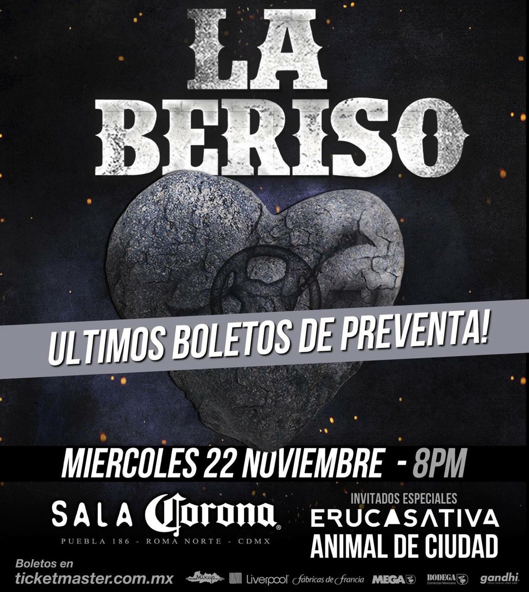 VFEntertainmet's tweet photo. #VFEntertainment recomienda: @laberisorock , una de las bandas argentinas más importantes, se presentan HOY en CDMX. ¡No te lo puedes perder! en Sala Corona, en la Roma! https://t.co/TXlKK0msy4