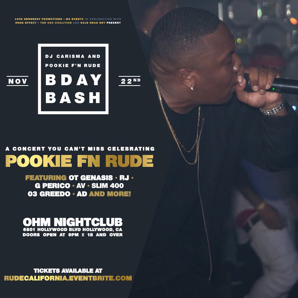 M4Eventz's tweet photo. 2mo Nite at Ohm Nightclub DJ Carisma &amp; Pookie F'n Rude Bday Bash with O.T. Genasis RJ Compton AV #iitsAD G Perico 03Greedo Slim 400 @PomonaDrey &amp; a whole lot more we can't announce!  Dis will be EPIC! > GET YOUR TICKETS NOW avoid the line &amp; higher price -->https://t.co/rGX9wRCI4P https://t.co/7BVGJFHwrX