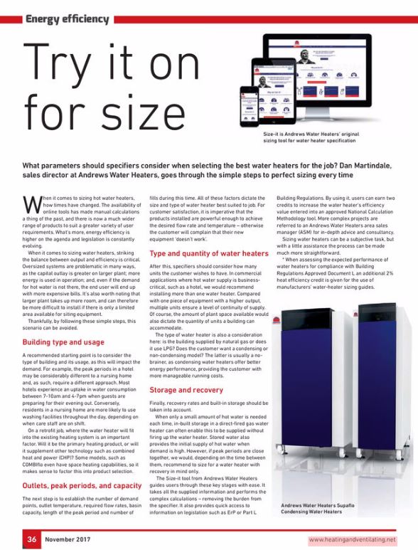 AndrewsWH's tweet photo. Why not try this on for size? Our sales director, Dan Martindale, goes through the simple steps to perfect sizing in this month's @HVROnlineEditor, p.36. https://t.co/etwhGqLAmF  #sizeit #waterheater #righttoolsforthejob https://t.co/pv6R5FGSwF
