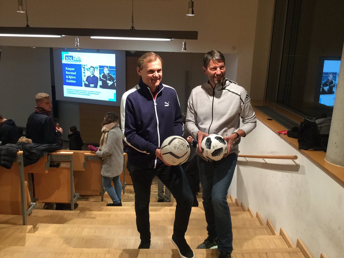 Sportgiganten unter sich: Kasper Rorsted und Björn Gulden, Chefs von Adidas und Puma, grillen sich gleich beim Nürnberger Nachrichten-Talk.