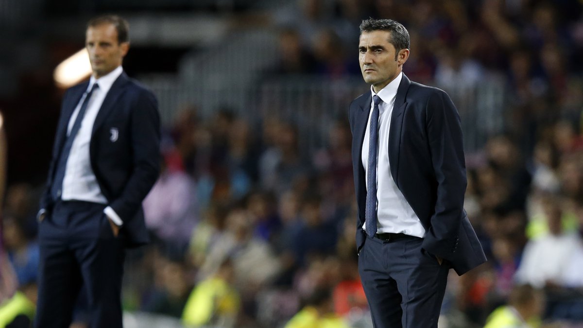 FCBarcelona's tweet photo. 🔊 Valverde: "Juventus have great players and a great unit. They are a very strong opponent in their stadium and have some top quality up front" #FCBlive https://t.co/0PxjyYxcH3