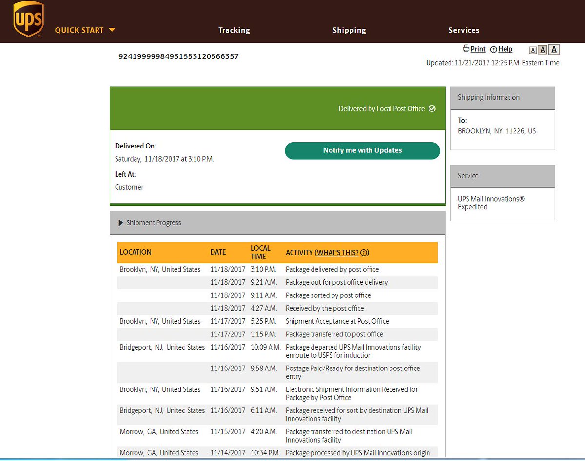 dereklreed's tweet photo. @USPSHelp Hi. Hoping you can help with a missing package. Package was handed off to USPS by UPS &amp; was supposed to have been left at my house. It wasn't. Please see attached. Can you guys help? Thanks! https://t.co/aCfP056MUv