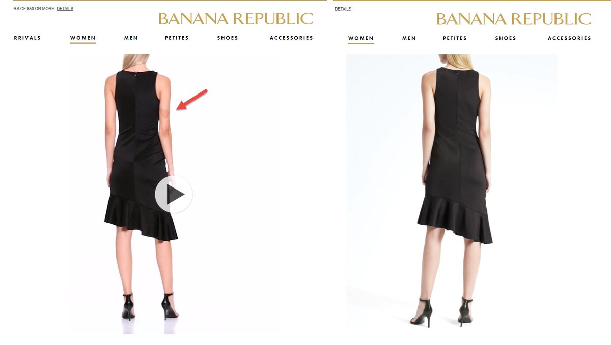 Hola <a href="/BananaRepublic/">Banana Republic</a> love your store but not loving the fact that her beautiful birthmark is photoshopped out. Curious as to why we have to magic erase "imperfections"? She didn't request coverup in the video. Let's make peeps feel secure and confident! 
bananarepublic.gap.com/browse/product…
