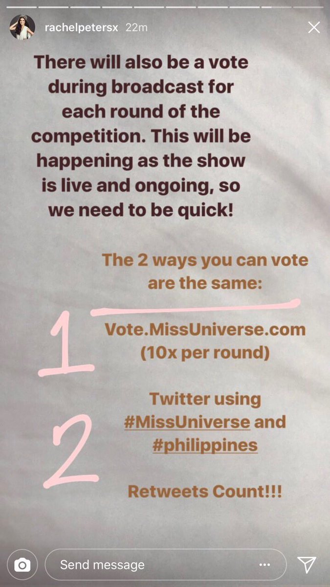 bernardokath's tweet photo. Let’s support our very own @rachelpetersx! Retweet this or use the hashtags #MissUniverse #philippines 

Wooho bring home the crown rachel! https://t.co/t57ZdGFdFT