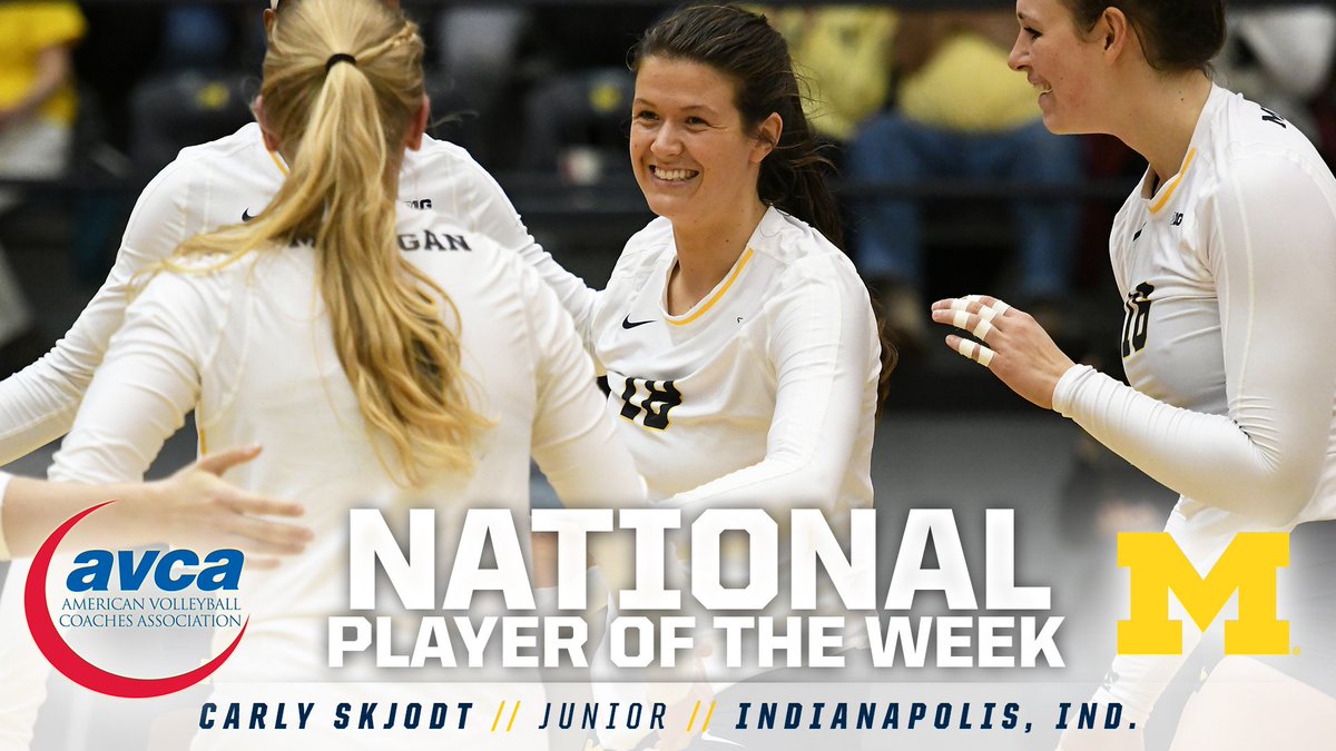 umichvball's tweet photo. Congrats to junior Carly Skjodt on being named the @AVCAVolleyball National Player of the Week! Just the second recipient in Michigan's history.

RELEASE » https://t.co/Z0gd6myqve https://t.co/0u4MvTS9c7