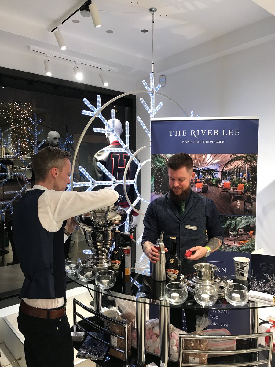 RiverleeHotel's tweet photo. Colm &amp; Jamie from the @TheWeirRooms getting their choctail on @brownthomas #choctails #brownthomas https://t.co/p3AYvuaJre