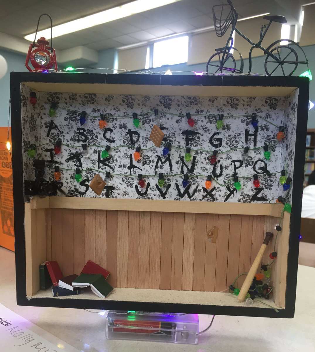 HTSD_Steinert's tweet photo. “Feeling Strange” shadowbox by Molly Mizenko! @VPBRAZILSHS @PrincipalWebber #StrangerThings https://t.co/fWCmG6oczb