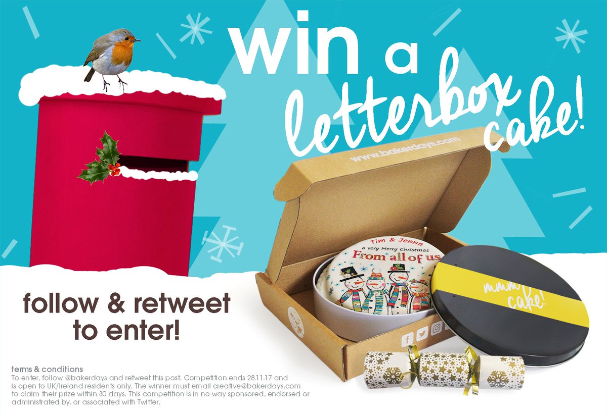 #win a Christmas Letterbox Gift cake! Simply follow and retweet this post! 
#Competition ends 28.11.17 🎅🍰👍

bakerdays.com/products/perso…