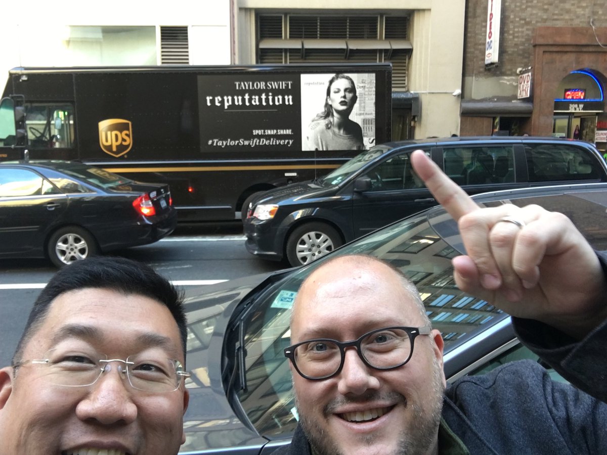 godvertiser's tweet photo. #taylorswiftdelivery time in NYC!!! with @NilsSmith https://t.co/01jdyMGPE4
