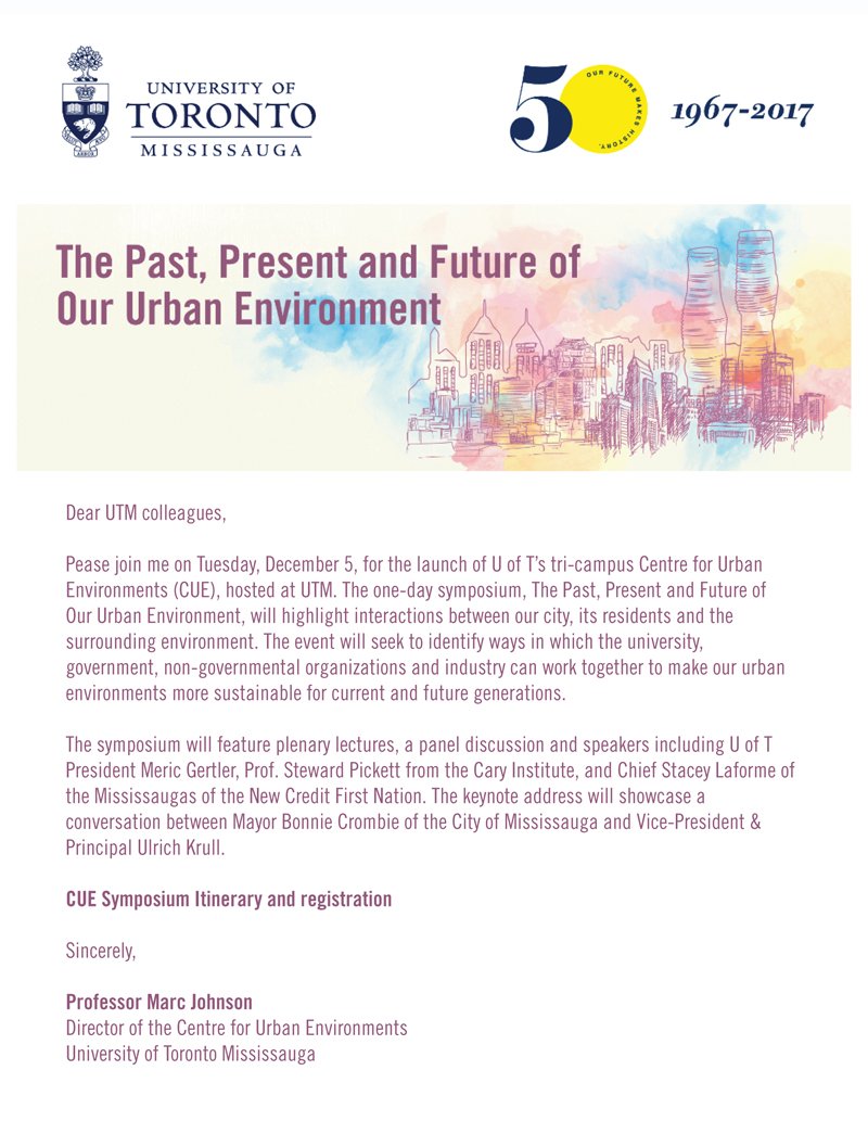 UTM_Research's tweet photo. On Dec.5: Join @CUE_UofT for a one-day symposium on the #urbanenvironment: https://t.co/ayEfDgiQQD @evoecolab https://t.co/dSAxifUZQx