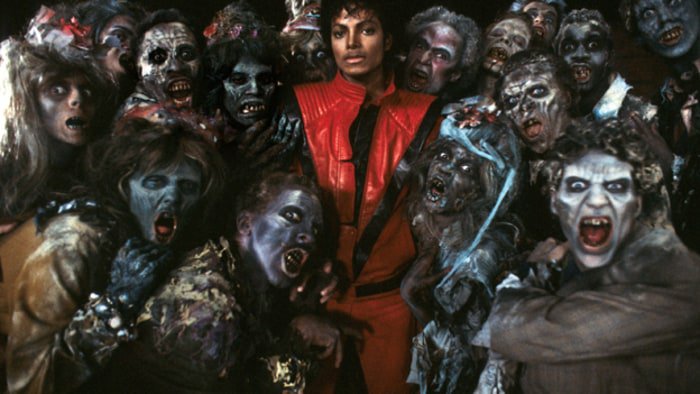 SONYSYNCSHOP's tweet photo. On this day in 1983, @michaeljackson 's legendary 'Thriller' video premiered at the Palace Theatre in Los Angeles. Watch it again here! https://t.co/aEkB5s4ydY #MichaelJackson #Thriller https://t.co/jrTNqkGEJB