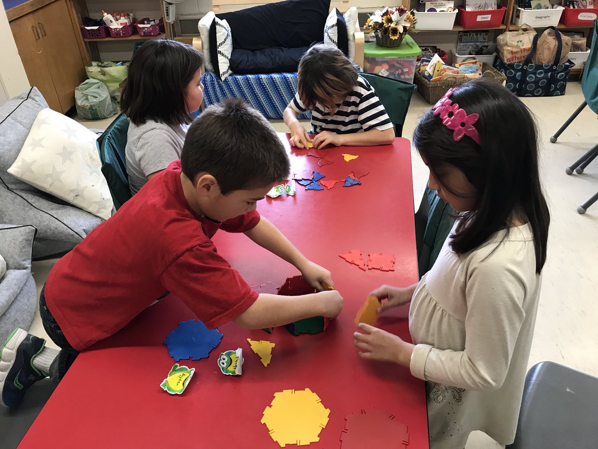 MrsJsJrVoters's tweet photo. Building #GeometricSolids using @polydronuk pieces. Exploring the relationship between faces, edges and vertices as students build different prisms and pyramids. #HandsOnMath helps build deeper understanding for students. https://t.co/7wyx9KGl2X