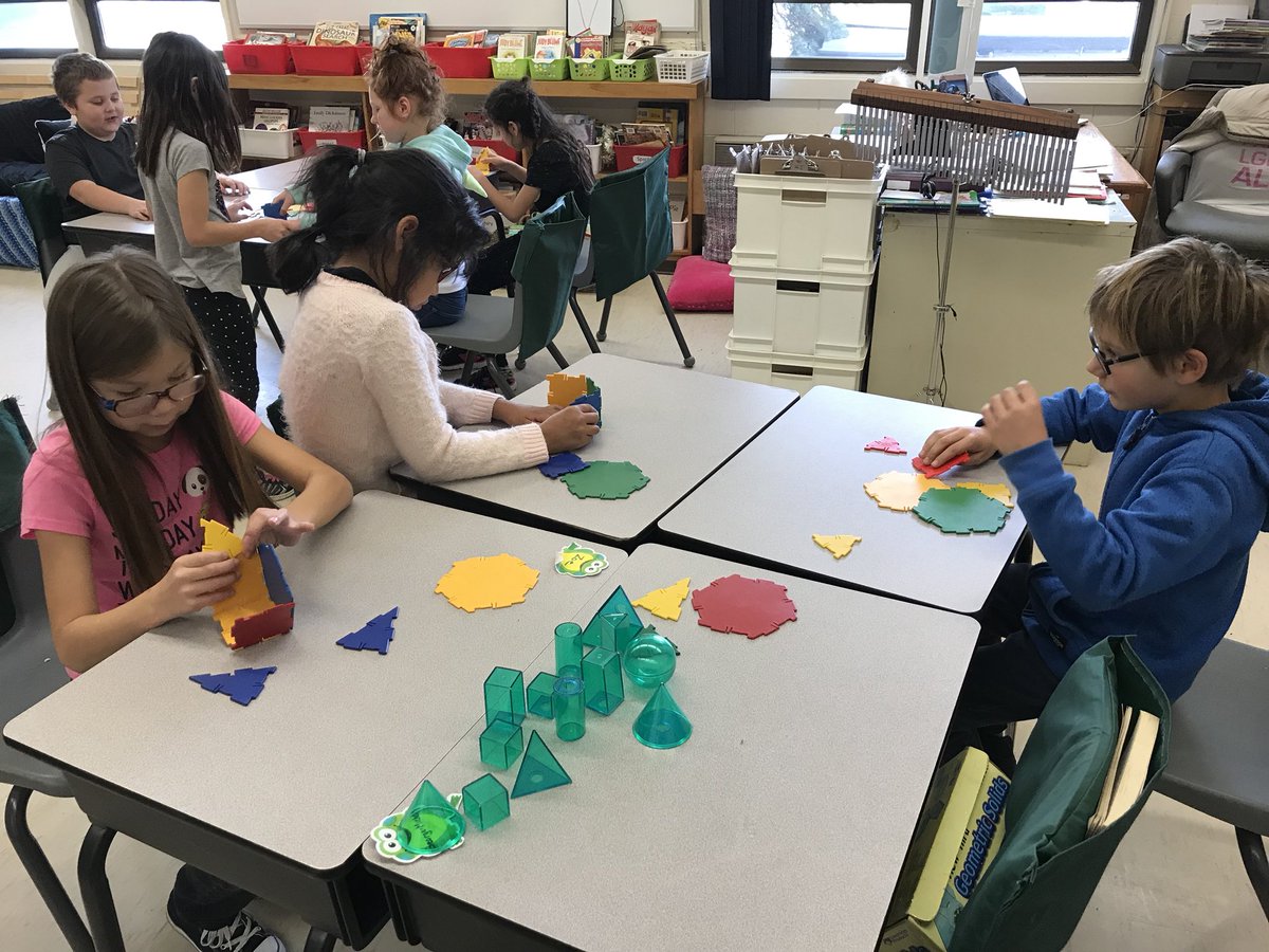 MrsJsJrVoters's tweet photo. Building #GeometricSolids using @polydronuk pieces. Exploring the relationship between faces, edges and vertices as students build different prisms and pyramids. #HandsOnMath helps build deeper understanding for students. https://t.co/7wyx9KGl2X