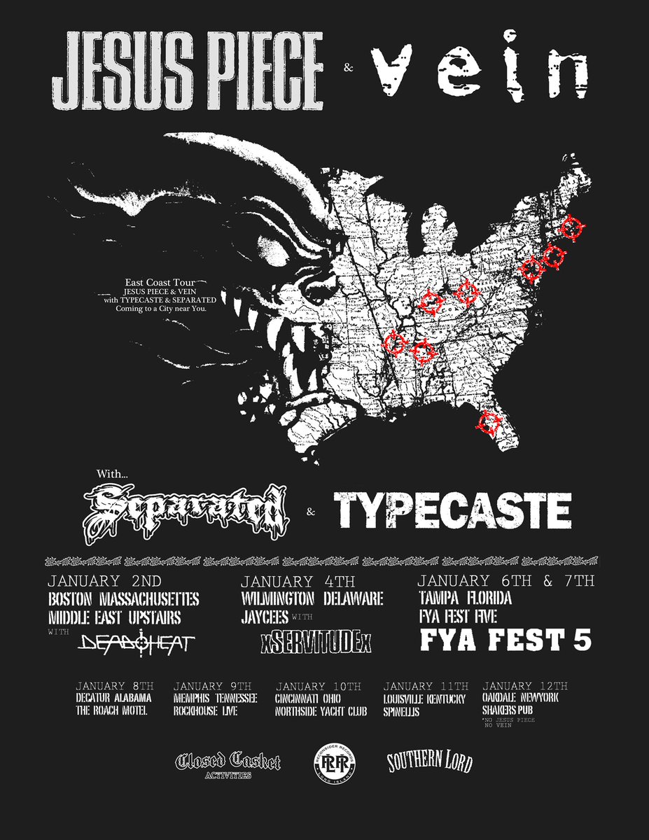 First shows of 2018 with Vein, Separated and Typecaste. 

New songs. See you there.