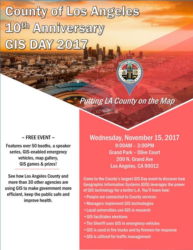 LACWomenLeaders's tweet photo. @LACoPublicWorks @PWWomensLegacy #STEMoutreachprogram participates in #LACounty #GISDay2017 at @GrandPark_LA to showcase how GIS is used for the designs of numerous #LACounty infrastructure projects constructed each year. https://t.co/GxTTveC4rQ