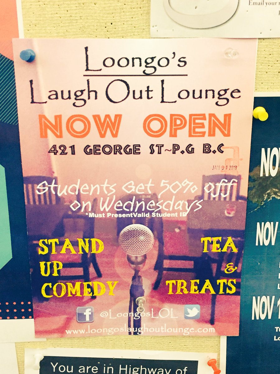 Attention Students!! All students get 50% off every Wednesday with valid student ID! Come down and check us out! #students #cnc #unbc #cityofpg #tea #comedy #local #comedy