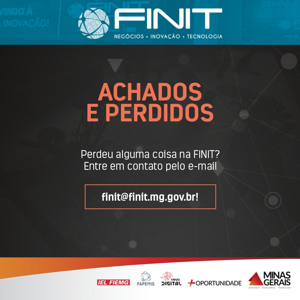 finit_mg's tweet image. Perdeu alguma coisa na #FINIT2017? Entre em contato pelo e-mail finit@finit.mg.gov.br com o assunto &quot;Achados e Perdidos FINIT&quot; e nos conte o que foi perdido! ;)