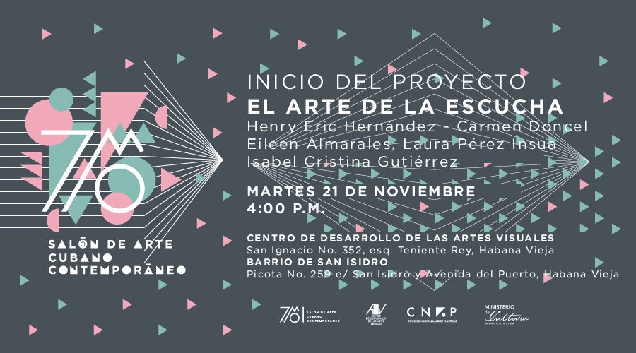 FARBERCUBANART's tweet photo. Today in Havana, catch the presentation of the group project "El Arte de la escucha," part of the 7th Salon of Contemporary Cuban Art. 4 p.m. at CDAV. https://t.co/lQ5YJiEwDW