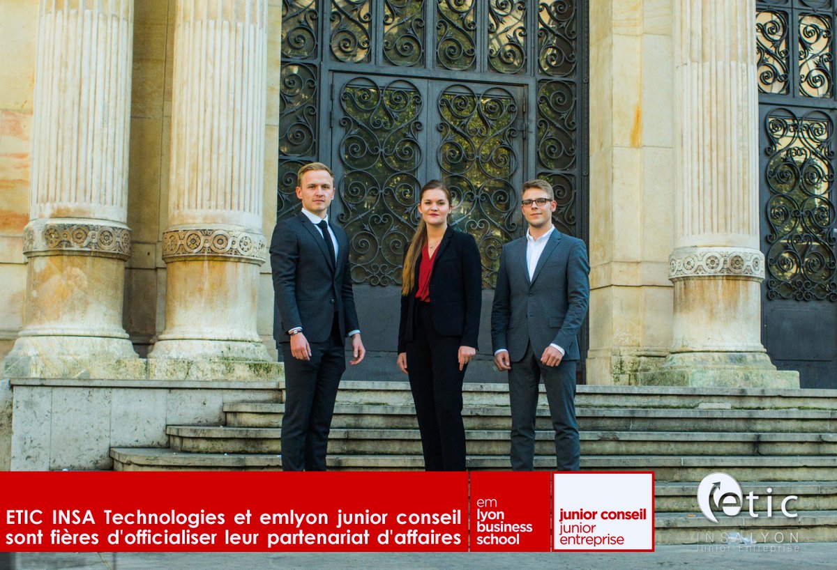 emljc_'s tweet photo. @emlyonjrconseil et @etic_insa, les deux principales Junior-Entreprises de la région Auvergne-Rhône-Alpes, unissent leurs forces en scellant un Accord de Partenariat Ingénieur-Commercial.
Pus d'informations à propos de ce partenariat sur notre site : https://t.co/uNd2EKcCBL https://t.co/UUCIA2beqM