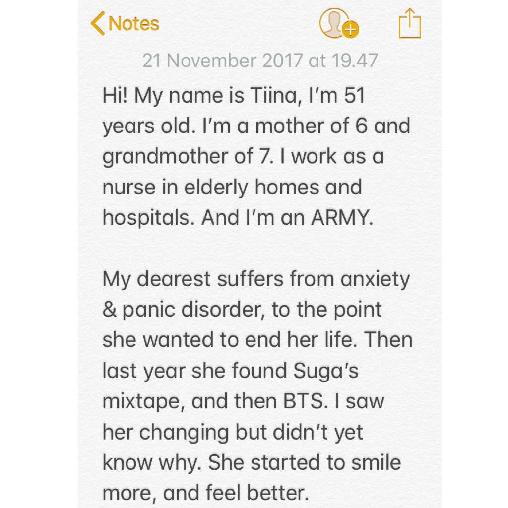 TiinaD_'s tweet photo. Notes from #eommasquad

This is who I am and why I’m really here for @BTS_twt 💜

They made me listen to music again, after 20 years. And I love it.

#BTSisNotYourAverageBoyband https://t.co/7U2pohbCk0