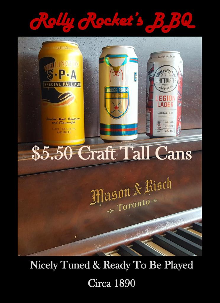 RollyRocketsbbq's tweet photo. #tuesday #special $5.50 #craftbeer #tallcans #piano #hamont #postgamebrewingco #whitwaterbrewingcompany #wellingtonbrewery https://t.co/G8S7pwILKv