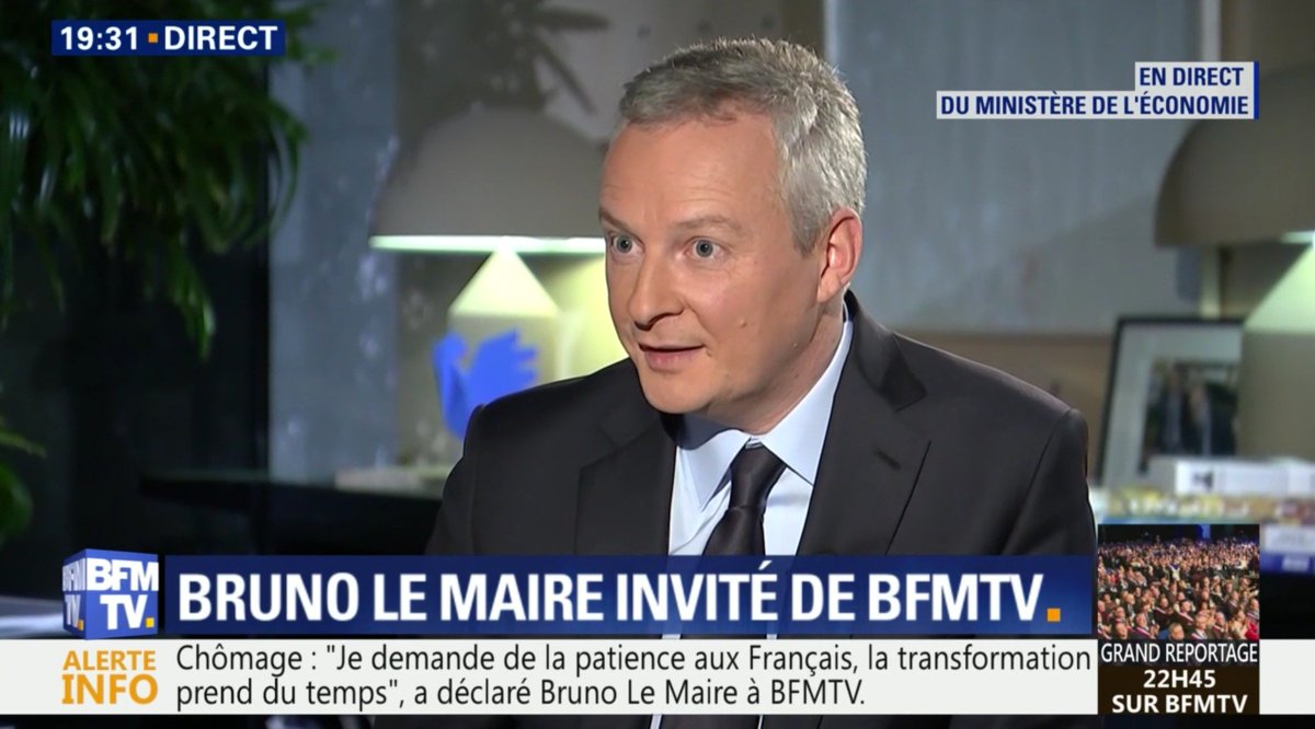 BrunoLeMaire's tweet photo. @GDarmanin Nous sommes obsédés par l'idée d'obtenir des résultats.
Les Français ont essayé la droite, la gauche, et ils ont été déçus. 
Ils ont choisi le renouveau, l'espoir avec @EmmanuelMacron : il faut désormais réussir. 
#19hRuthElkrief https://t.co/XeNPRopzP5