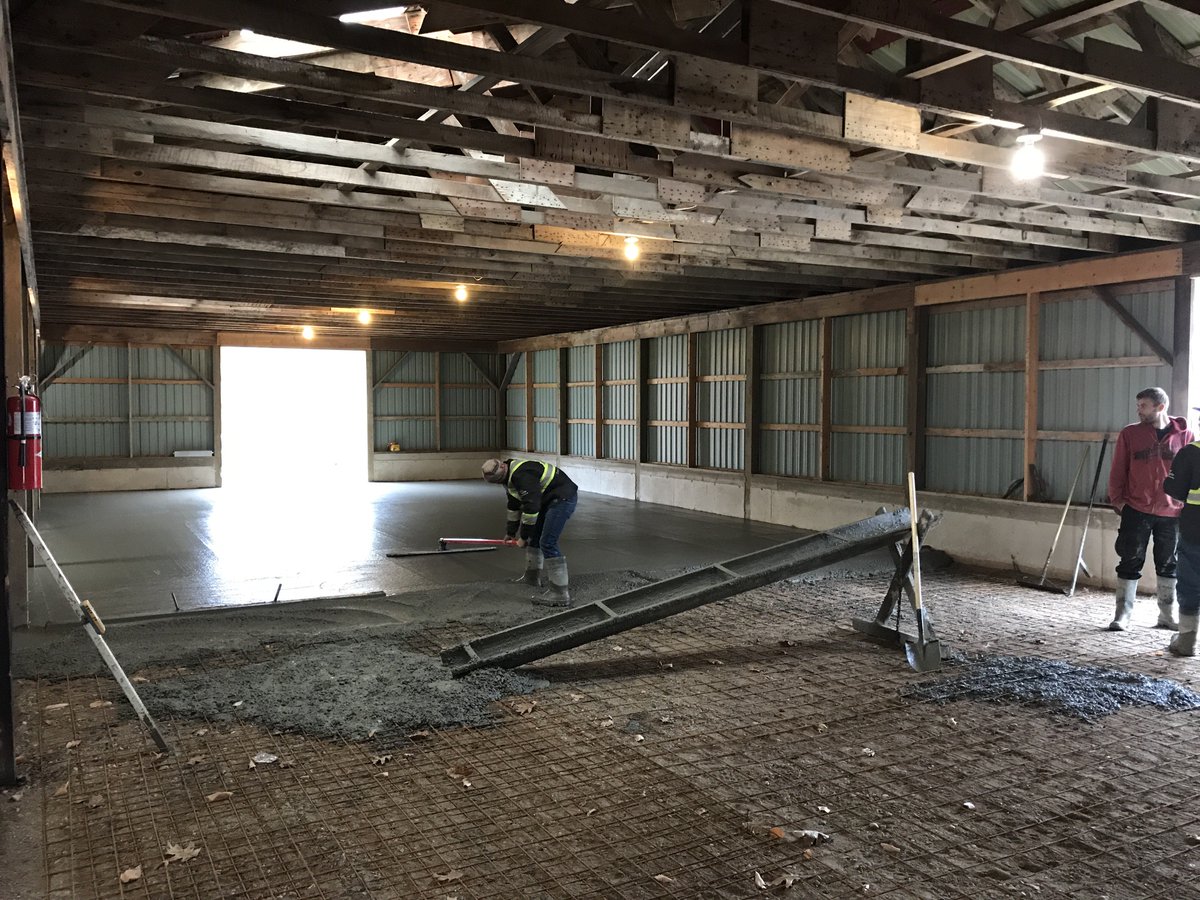 DairyMuseum's tweet photo. Exciting day as we prepare for the upcoming launch of the Co-operative Education Centre (CEC) @ the Gay Lea Dairy Museum! Concrete being poured as we convert shed into a multi-use space/hall. Much more to come! @GayLeaFoodsCoop @gayleamembers @ontariocoops @CoopsCanada @icacoop https://t.co/06CD5iLWda