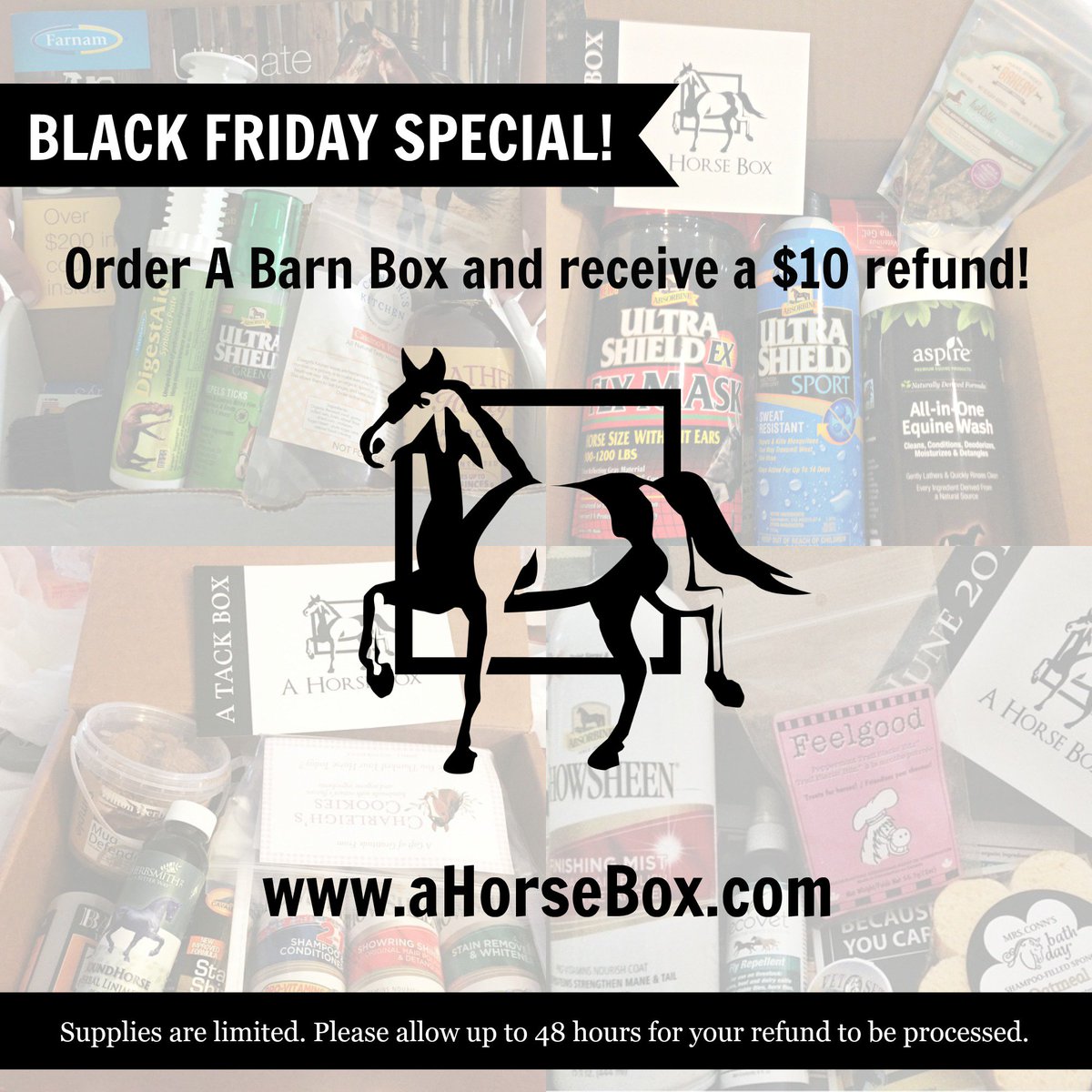 It’s Black Friday! TODAY ONLY- sign up for A Barn Box and receive a $10 refund. Supplies are limited. Sign up HERE: bit.ly/BlackFridayHor….