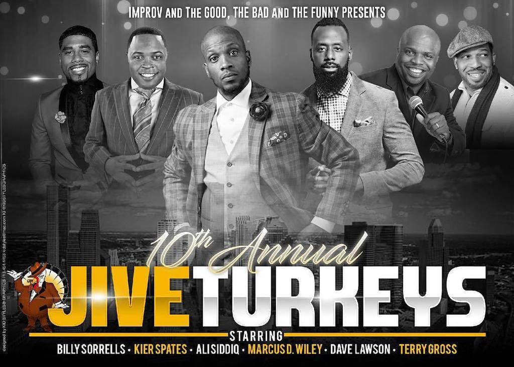 whereisindmix's tweet photo. @billysorrells @alisiddiq @marcusdwiley @comediangrossmann #davelawson #spates #jiveTurkeys comedy show @improvhouston tomorrow!! 2 shows!!! https://t.co/L6ZzDLPWKw https://t.co/GRSlhipIaQ