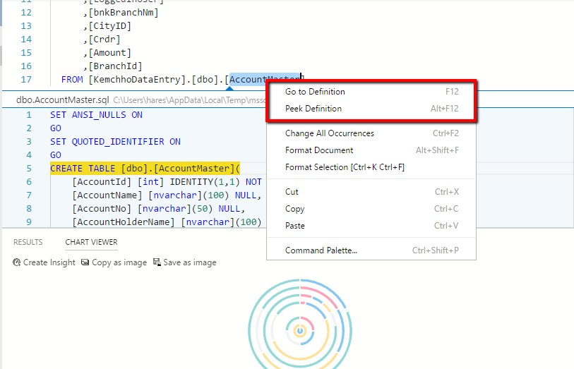 hareshambaliya's tweet image. Go to definition and Peek Definition The Feature of @VisualStudio #VisualStudio is now in #sqlopsstudio #SQLServer