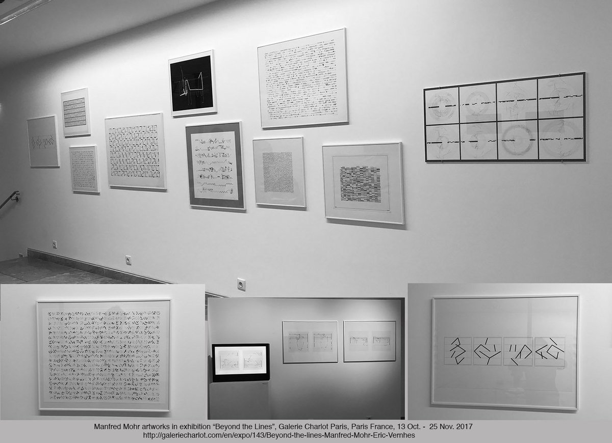 Paris, Last week, to Nov. 25
Manfred Mohr <a href="/manfredemohr/">Manfred Mohr</a> work in 2 person show
Beyond the lines: Manfred Mohr &amp; Eric Vernhes
<a href="/GalerieCharlot/">Galerie Charlot</a> <a href="/DigitalWeekFR/">Digital Week France</a> #ArtNumérique 
galeriecharlot.com/en/expo/143/Be…