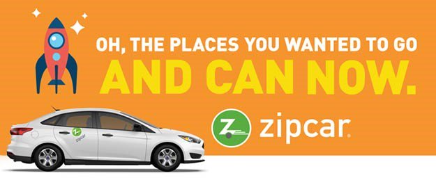 Live on campus and don't have a car? Sign up w/ @Zipcar now and registration is only $15! $7.25 gets you the car for a whole hour - that beats Uber and Lyft. #CarShare