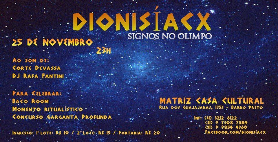 matrizbh's tweet photo. Sábado acontece o Dionisíacx - Signos no Olimpo: https://t.co/sfO8nGpk9B https://t.co/mj5j37YFpe