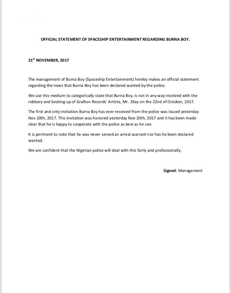 burnaboy's tweet photo. Official Statement from Spaceship Entertainment Regarding Burnaboy❗️ https://t.co/ZKlJ66beol