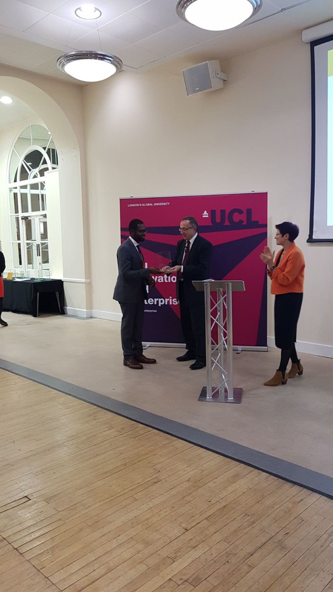 UCLEnterprise's tweet photo. Our @ProvostUCL announces our first winner: @KalgeraUK. Congratulations CEO @dexpenn! #UCLEawards #UCLHomegrown https://t.co/QBq2fgVUu5