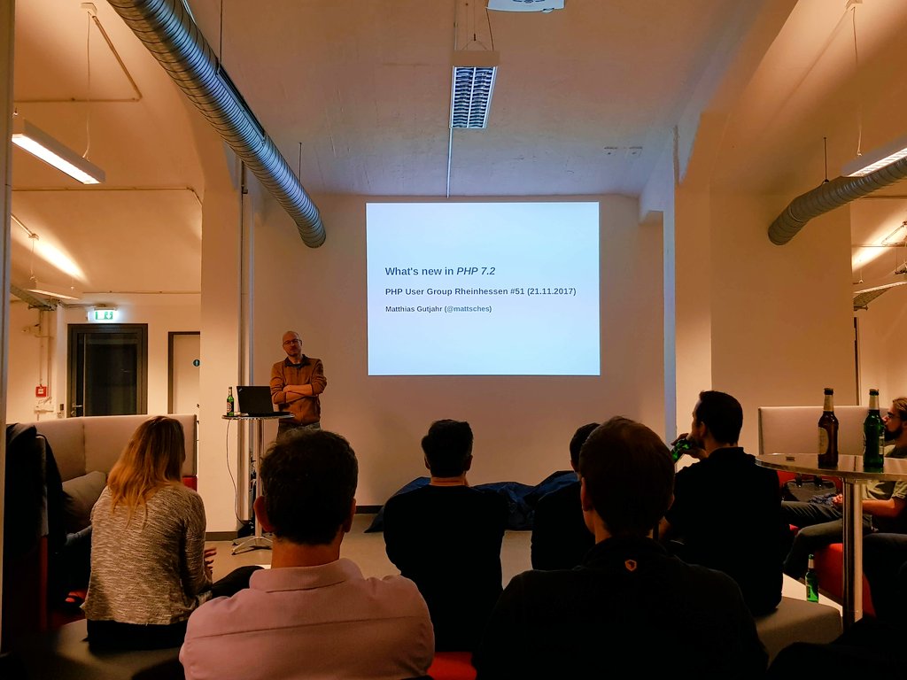 ck1608's tweet photo. "Whats new in #PHP 7.2" mit @mattsches bei der @phpugrhh https://t.co/8h8vKlsAgX