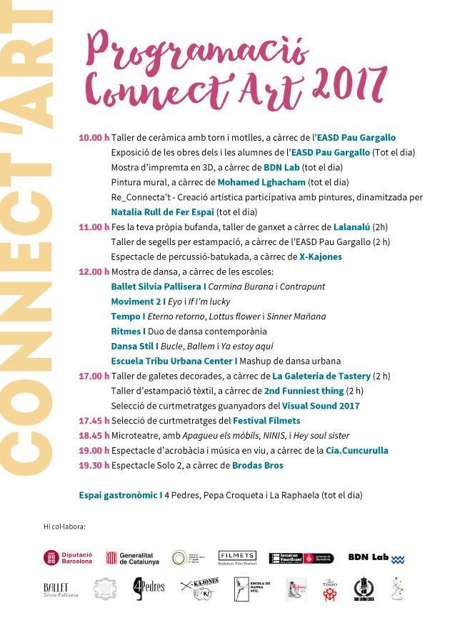 badalonajove's tweet photo. Ja la tenim aquí!
La programació del #ConnectArt! Carregada d'art i activitats per totes!!
Consulta-la tota! És impossible que res no t'agradi!
#musica #dansa #il·lustració #fotografia #disseny #artesania #pintura #joieria #manualitats #scrapbooking #escultura #cinema #artenviu https://t.co/yLzqKWLJvR